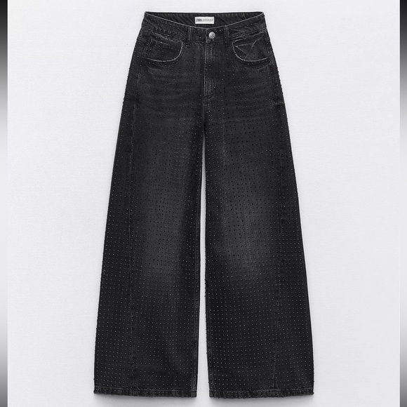 Zara Denim - NEW NO TAG ZARA SUPER WIDE LEG RHINESTONE JEANS